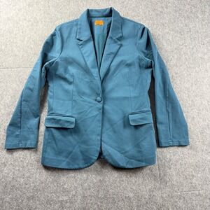 Mary Crafts Blazer Jacket Womens Size 14 Teal Blue Single Button   Professional